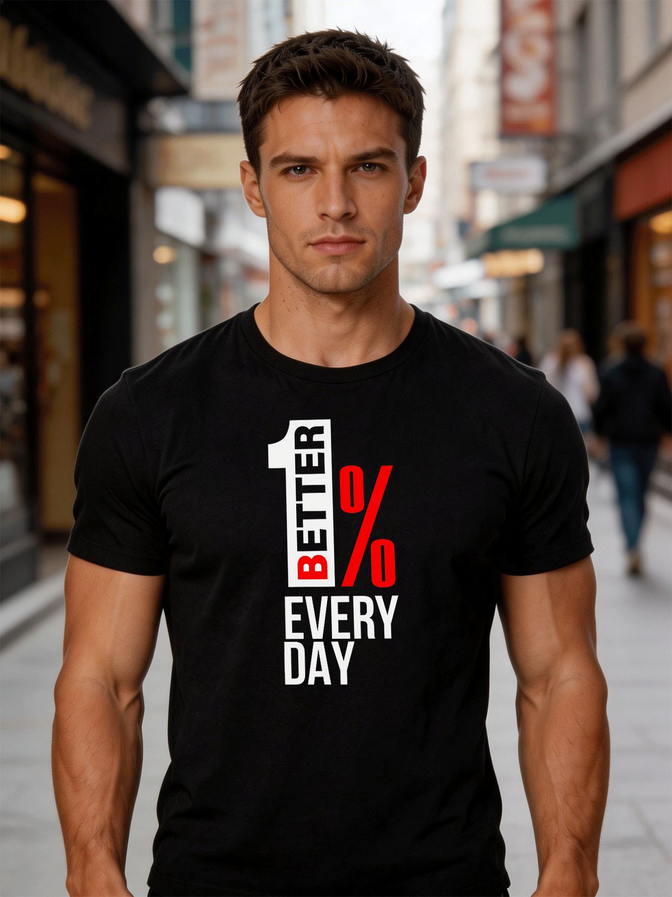 Home Improvement Trends - เสื้อยืดคอกลมสีขาวสำหรับผู้ชาย 1 Better Every Day สีแดง
