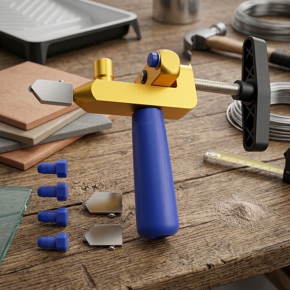 Tile Cutter Scoring - เครื่องมือตัดและหักกระเบื้อง-กระจกแบบ 2-in-1 รวมอยู่ในหนึ่งเดียว ที่ตัดกระจกสำหรับกระเบื้อง-ตัวเว้นระยะ สำหรับโครงการปรับปรุงบ้าน