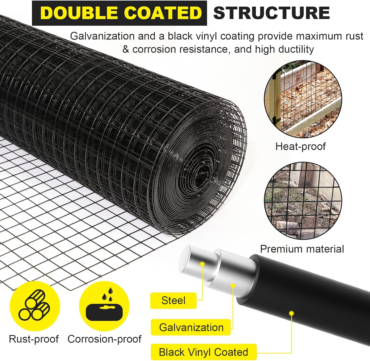 ตาข่ายลวดเชื่อมเคลือบไวนิลสีดำ - Home Improvement Fence บทวิจารณ์และราคา